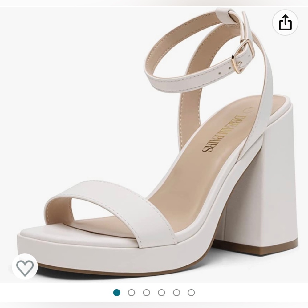 DREAM PAIRS feel good white chunky platforms high heels open toe